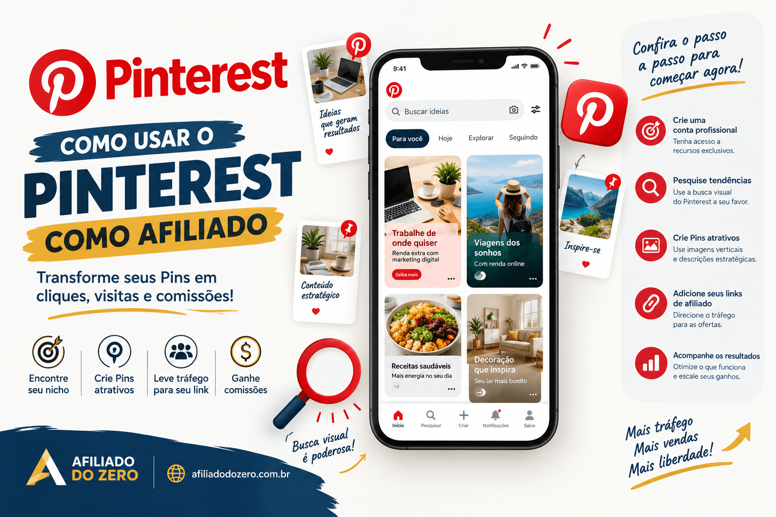 Como usar o Pinterest como afiliado: feed de Pins verticais e busca visual orgânica