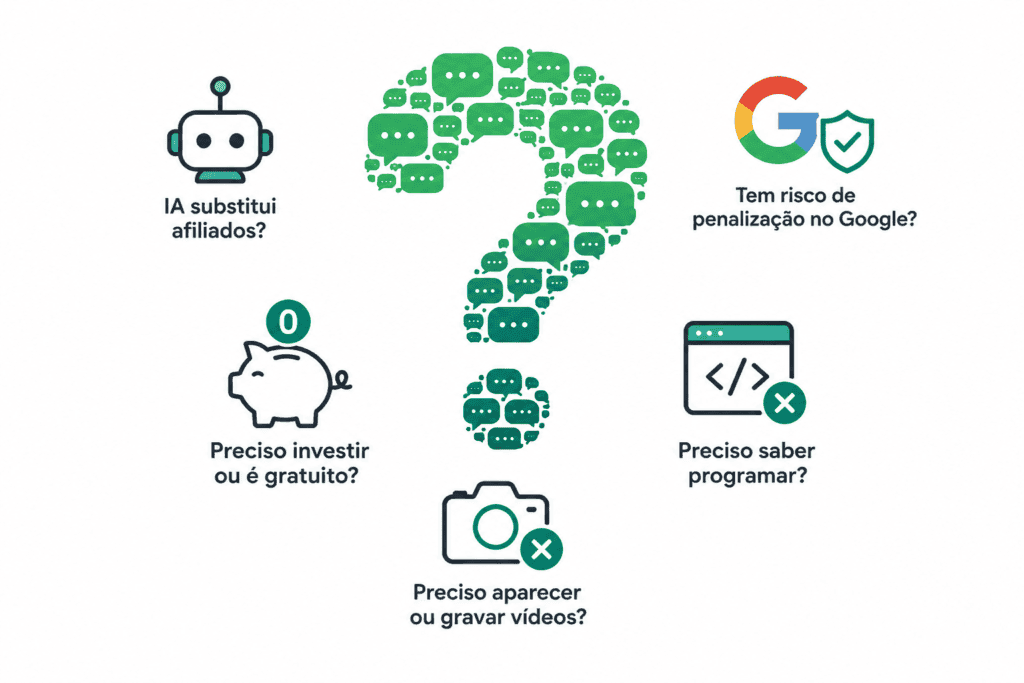 Perguntas frequentes sobre como usar IA
para vender como afiliado em 2026